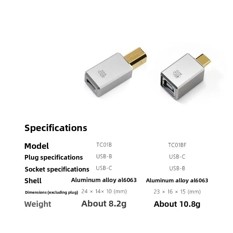 ddHiFi TC01B/TC01BF용 ZHIO 휴대폰 컴퓨터 디코더 USB-C 및 USB-B 상호 변환 OTG 플러그