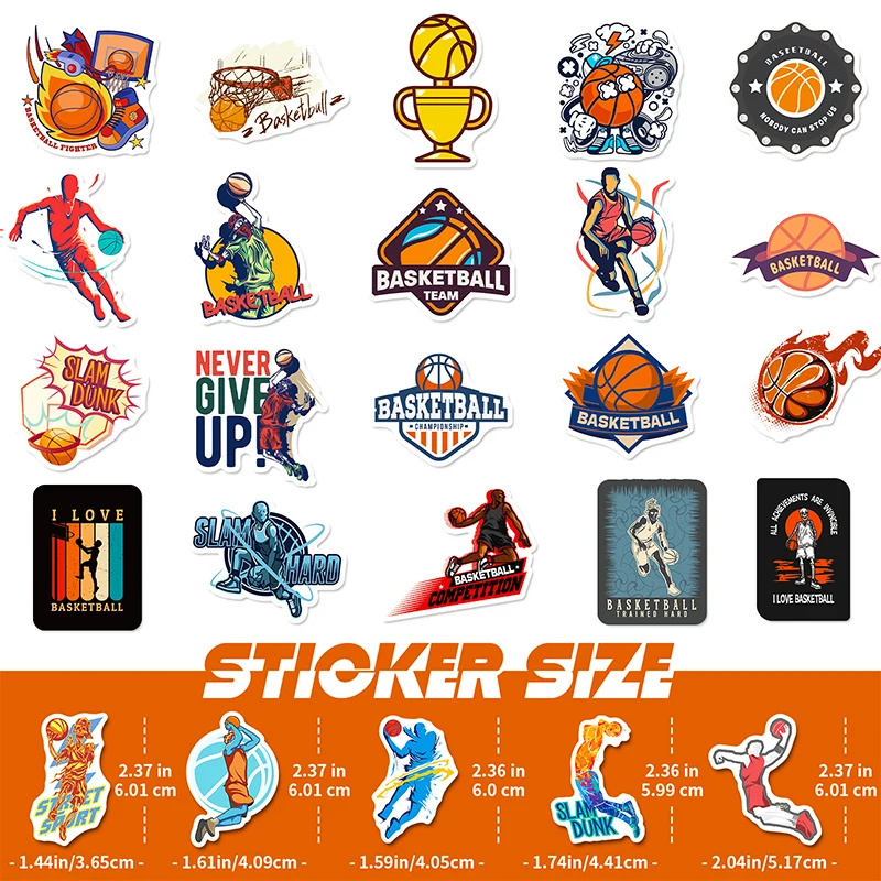 Basketball stickers 50pcs For Water Cup Computer Phone Luggage
