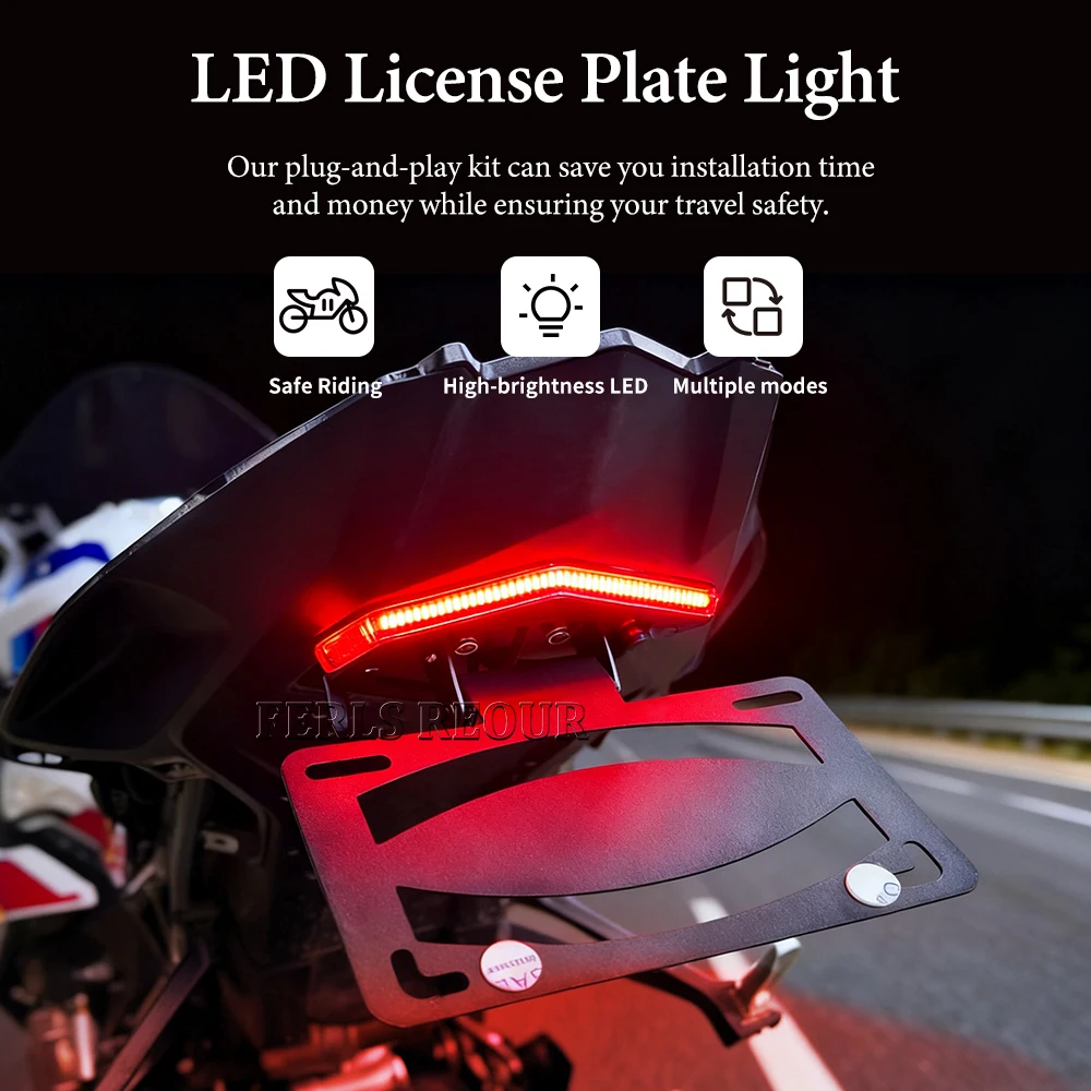 BMW S1000RR 2019-2025용 오토바이 LED 테일 라이트 정리 키트, 번호..