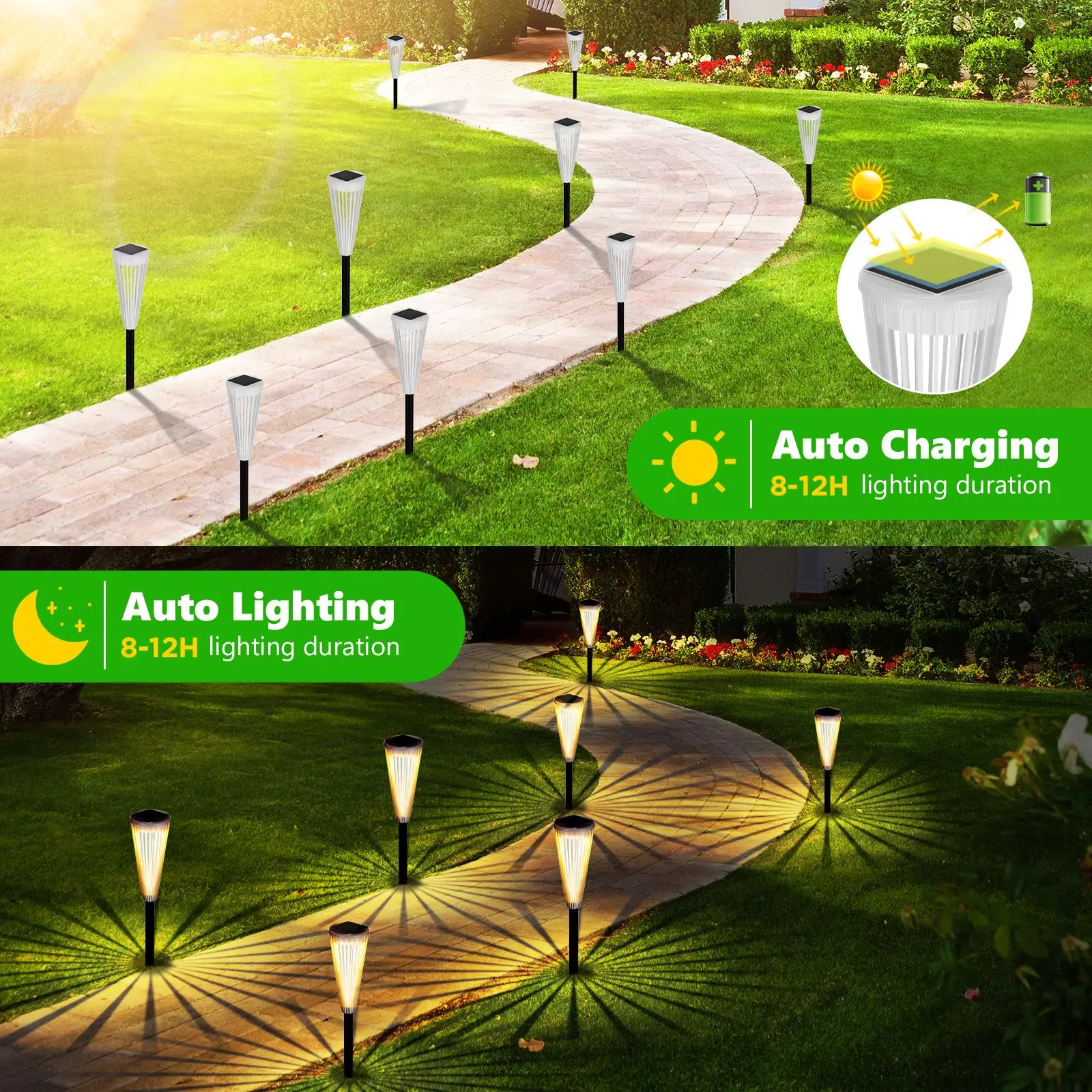 

6PCS LED Solar Lights Outdoor Waterproof Lawn Lamps For Landscape Path Yard Backyard Lightings Patio Garden Pathway Decoration