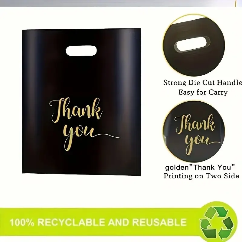 Durable Extra Thick Reusable Thank You Gift and Shopping Bags - 20 Pack