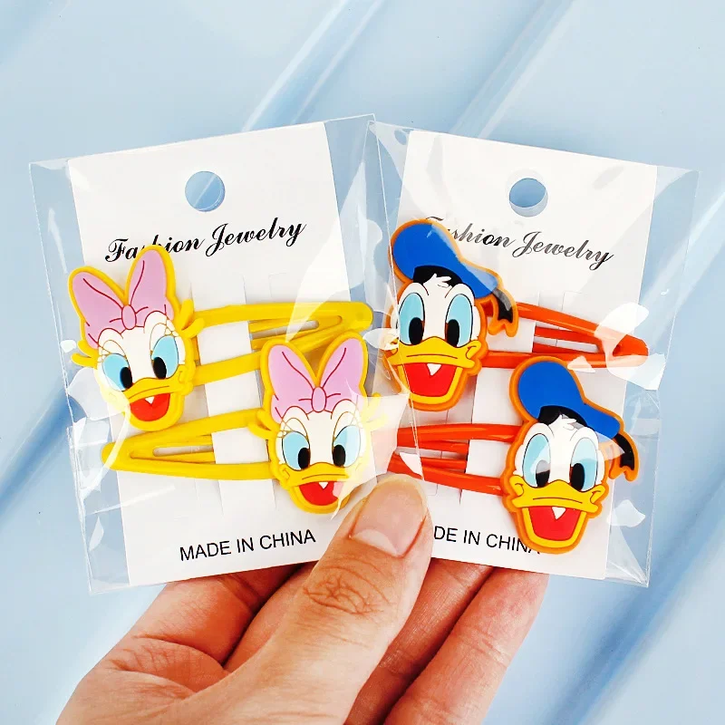 Disney Mickey and Minnie Hairpin Children's Cute Donald Duck Hair Accessories BB Clip Cartoon Color Girl Side Clip Birthday Gift hair accessory pearl hairpins hair clip jewelry accessories