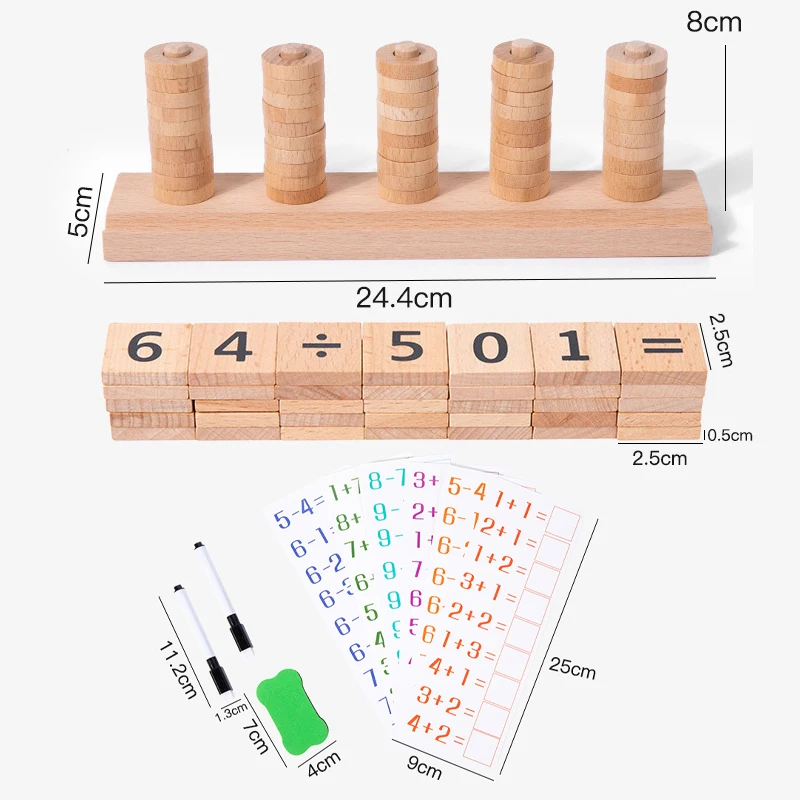 Kid Math Counting Learning Toy Montessori Numbers Addition Subtraction Operations Kindergarten Parish Activities Educatioal Toys