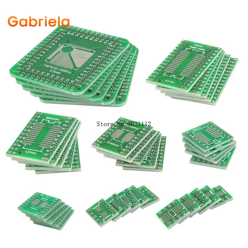 8Types 40pcs PCB Proto Boards SMD to DIP Adapter Plate Converter TQFP (32 44 48 64 84 100) SOP SSOP TSSOP 8 10 14 16 20 23 24 28 pcb adapter plate