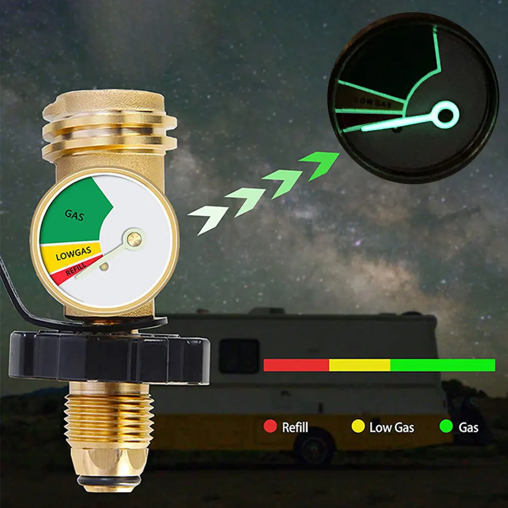 Propane Tank Gas Gauge Leak Detector Converts POL LP Tank Service Valve To QCC1/Type 1 for Propane Cylinder BBQ Gas Grill Heater