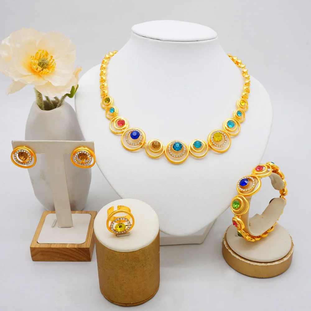 Dubai Vintage Stil Kristall Halskette Für Frauen Charme Ohrringe Armbänder Ringe Für Frauen Bankett Hochzeit Schmuck Party Geschenk – Detail 13