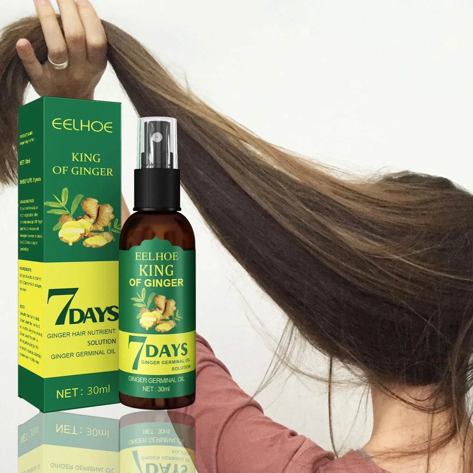 Ginger Hair Growth Serum Sprayer Hair Regrowth Grow Thicker Longer Accelerate Growth Men And Women