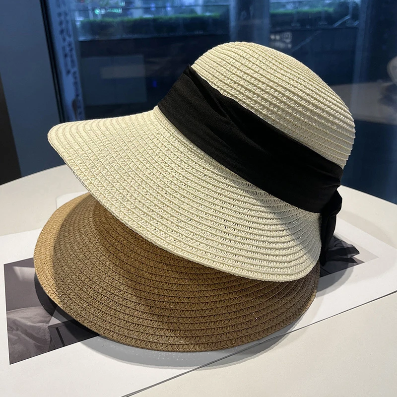 Summer Beach Sunshade Straw Hat Women's Beach Vacation Sunscreen Hat Big Brim Straw Knitted