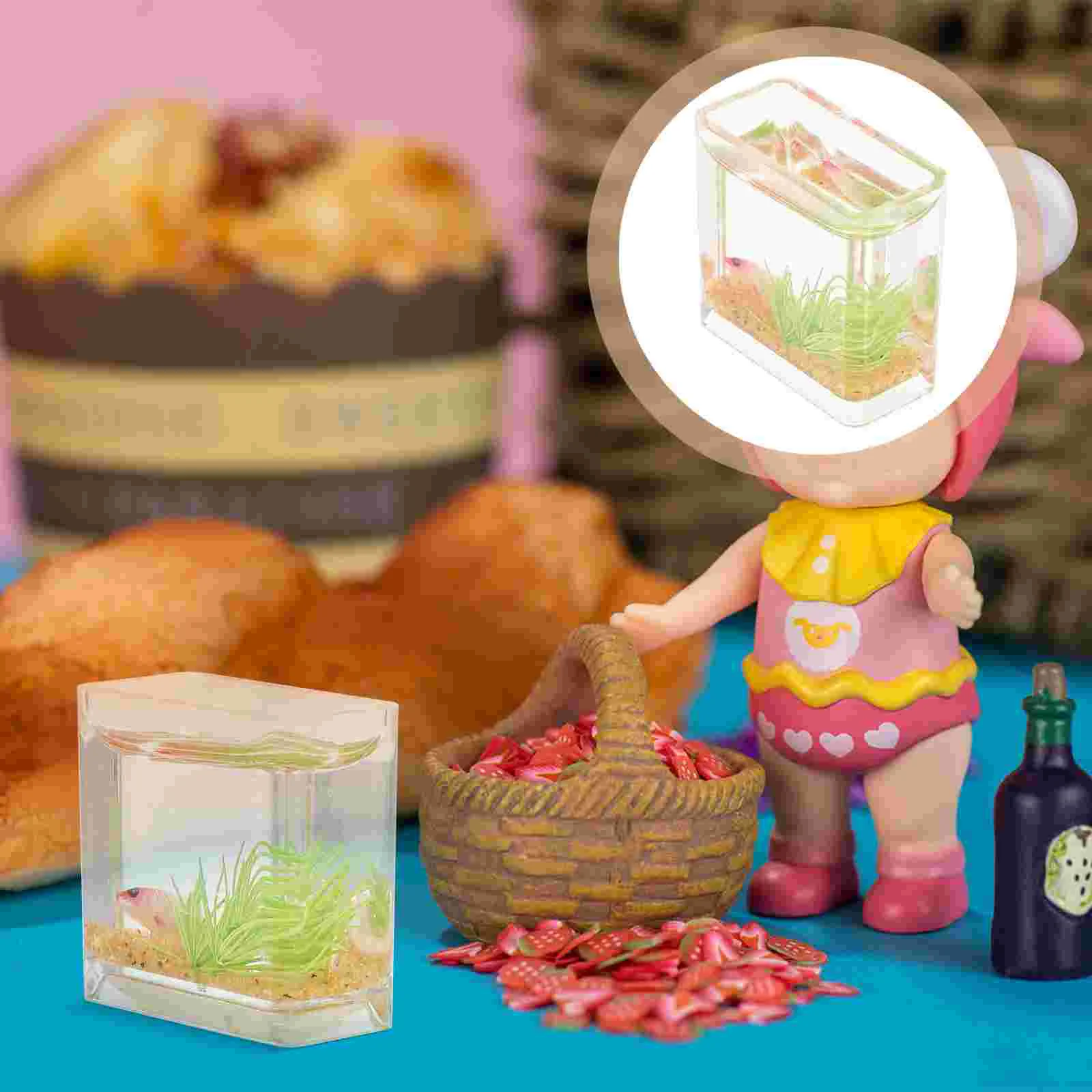 

Micro Landscape Goldfish Tank Model Dollhouse Planter Pot Miniature Scene Decor Accessory Toy Ornament Craft Ornaments