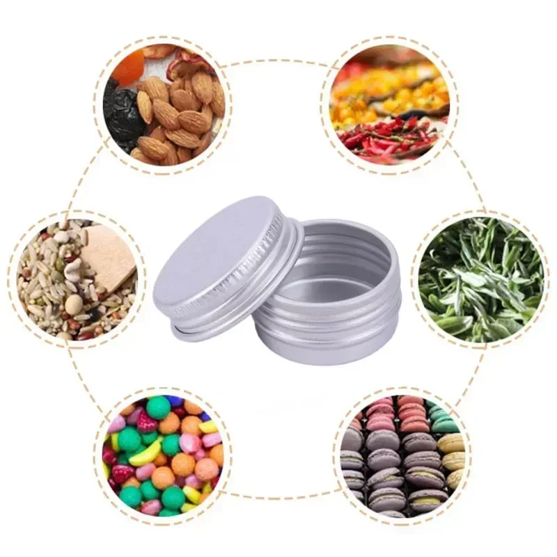 20Pcs 5g 10g 15g 20g 30g 50g 60g 80g 100g Aluminum Tin Jar with Screw Lid Empty Jars For DIY Candle Making Cosmetic Containers