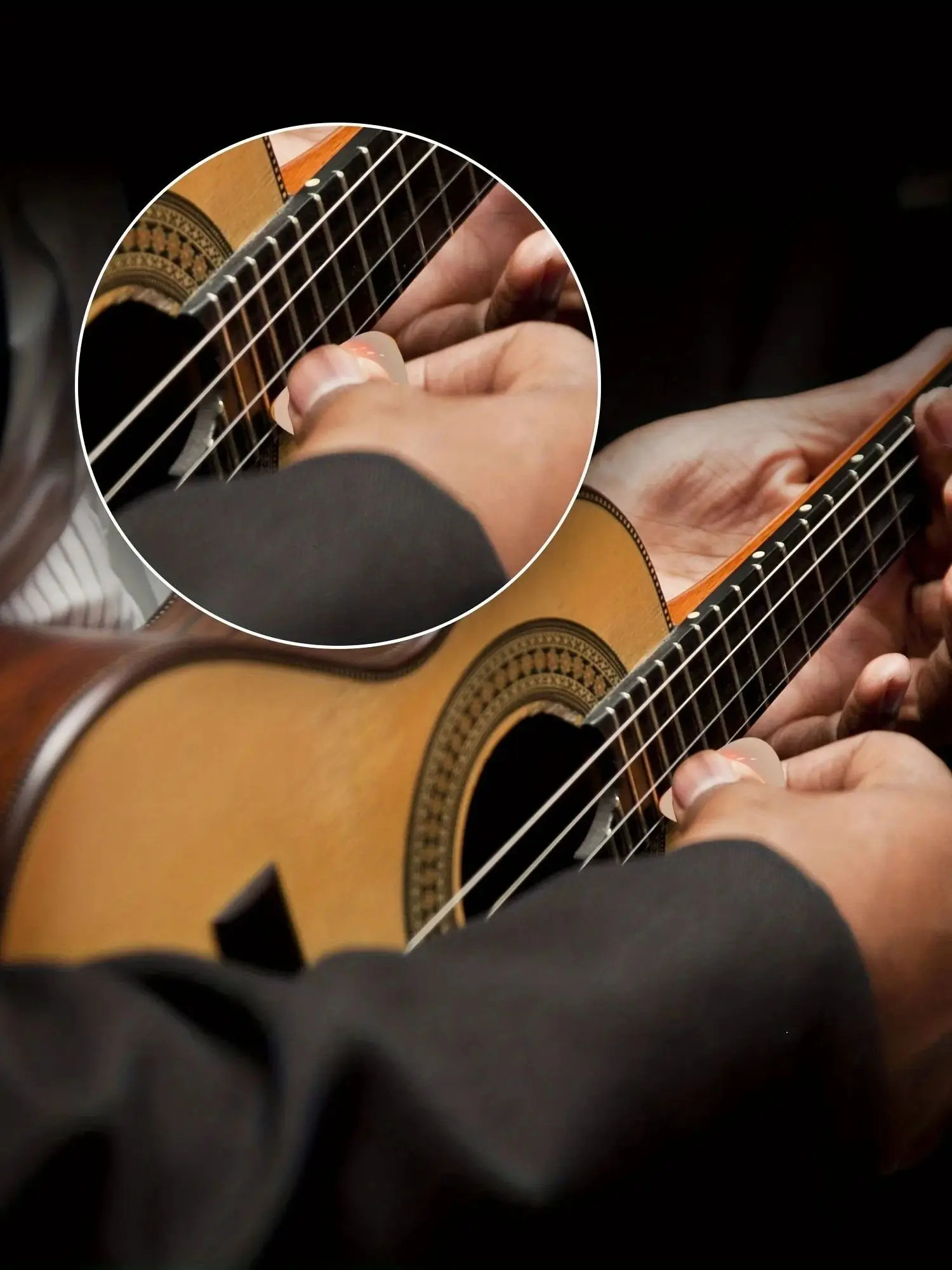 6 Stück Original-Sound-Gitarrenplektren, doppelseitig bedruckte Ukulele-Gitarren-Fingerplektren, Schlüsselanhänger-Holster, Geschenk für Musikliebhaber – Detail 7