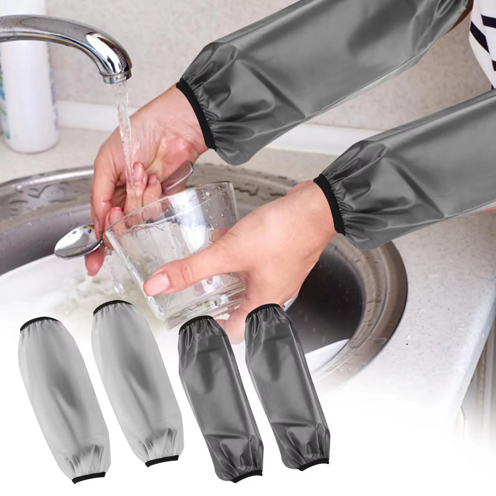 TPU Waterproof Oversleeves Anti-Dirty Housework Cleaning Arm Sleeves Sleeve Cuff Arm Cover Kitchen Apron Accessories waterproof oversleeves compression arm sleeves