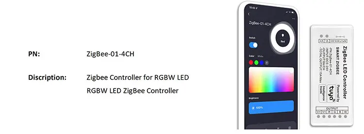 hub rgbw rgbcw led tira luz zigbee