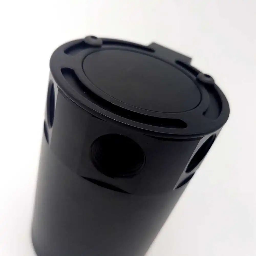 Universal Oil Catch Can Aluminum Baffled Oil Catch Tank 3-Port Air-Oil Separator PCV Crank Case Breather