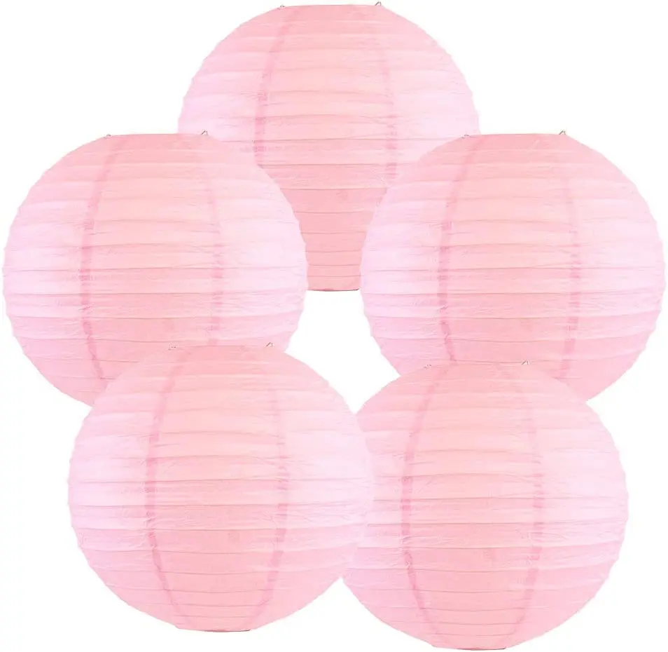 

5PCS Pink Chinese Japanese Paper Lanterns for Wedding Party Birthday Gifts Decor 10Inch/12Inch