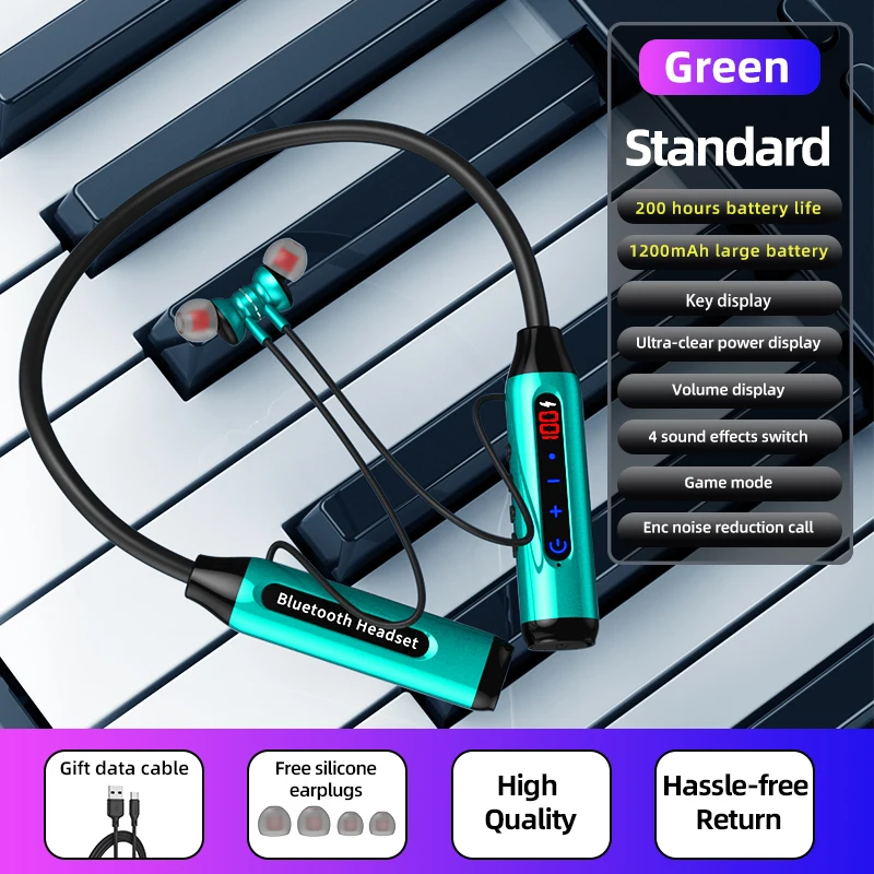 

YOVONINE NEW 200Hours Playback Wireless Headphones Bluetooth Earphones Sports Waterproof Headset No Delay Earbuds For Huawei