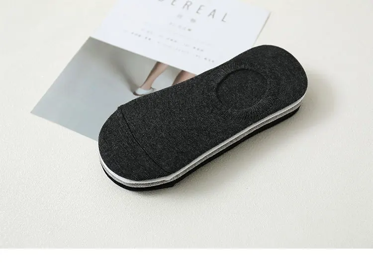 5 Pairs Unisex Invisible Boat Socks Summer Breathable Plain Color Soft Ankle Socks Casual Business Sport No-Show Socks