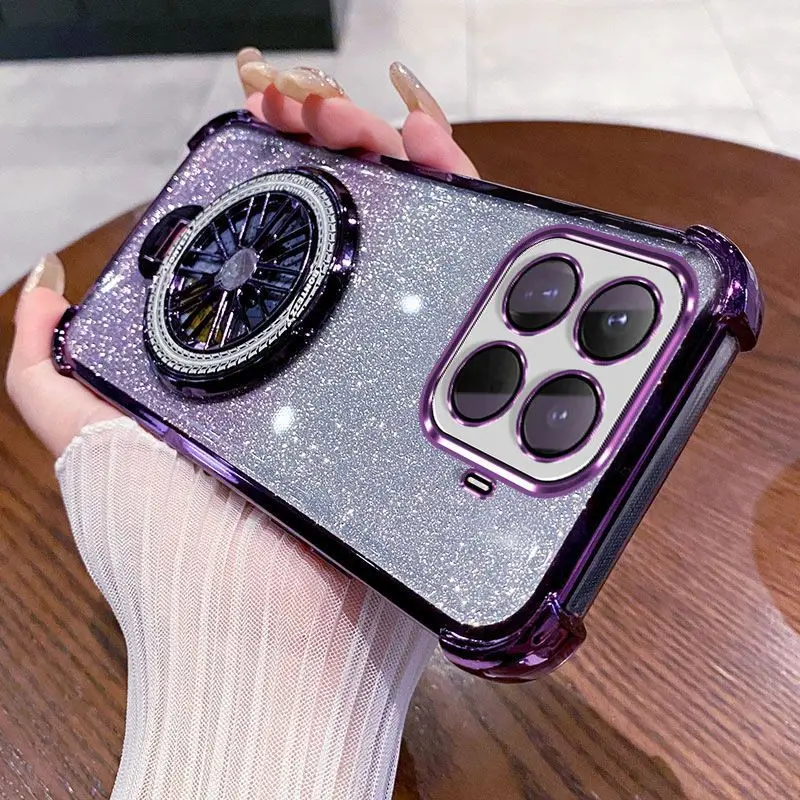 Gradient Glitter Holder Stand Electroplated Phone Case