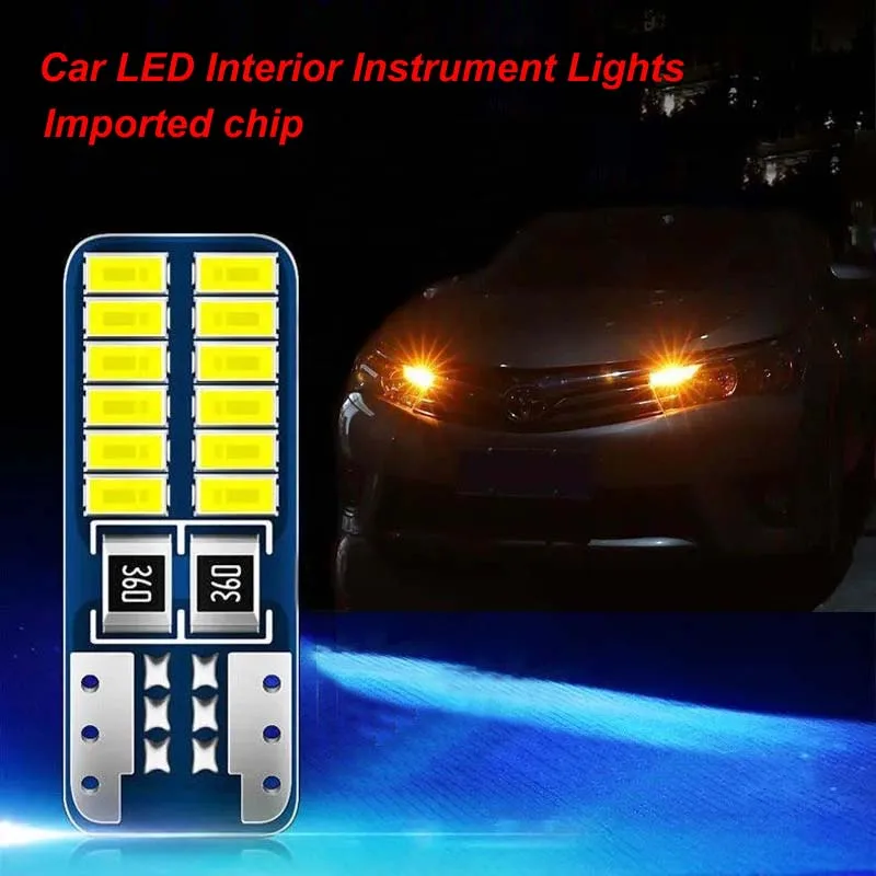 High quality 12v T10 W5W 194 501 168 Led Canbus No Error Car Interior Light T10 24SMD 4014 Chip led Instrument Lights 5pcs/lot