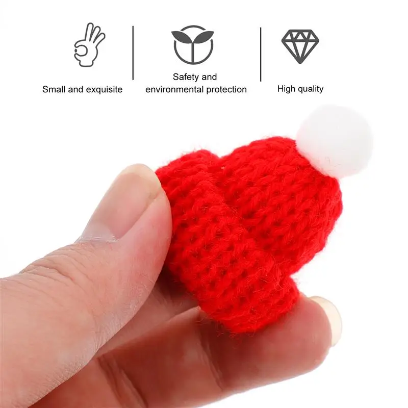 Mini Christmas Hats For Xmas Party Decor Knitted Small Santa Claus Hats Home Party DIY Handmade Crafts Accessory 10PCS christmas beanie hat