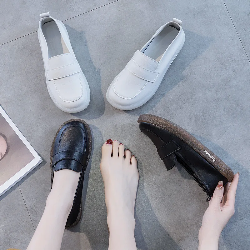 

Nurse shoes women's 2023 summer new all-around leather soft-soled small white shoes flat loafer pregnant women's shoes