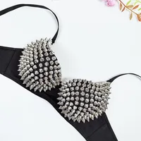 Soutien-gorge sexy en dentelle pour femmes, soutien-gorge sans fil à clous steampunk, soutien-gorge tendance pour soirée en boîte de nuit 2