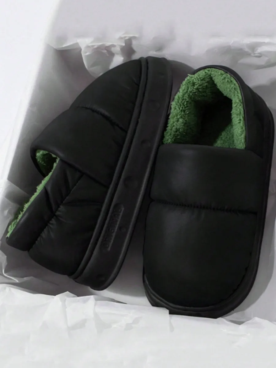 Men's Home Slippers Warm Shoes Bag Heel Indoor and Outdoor Non-slip Thick Bottom Casual Daily Home Bag Heel Cotton Shoes — view 4