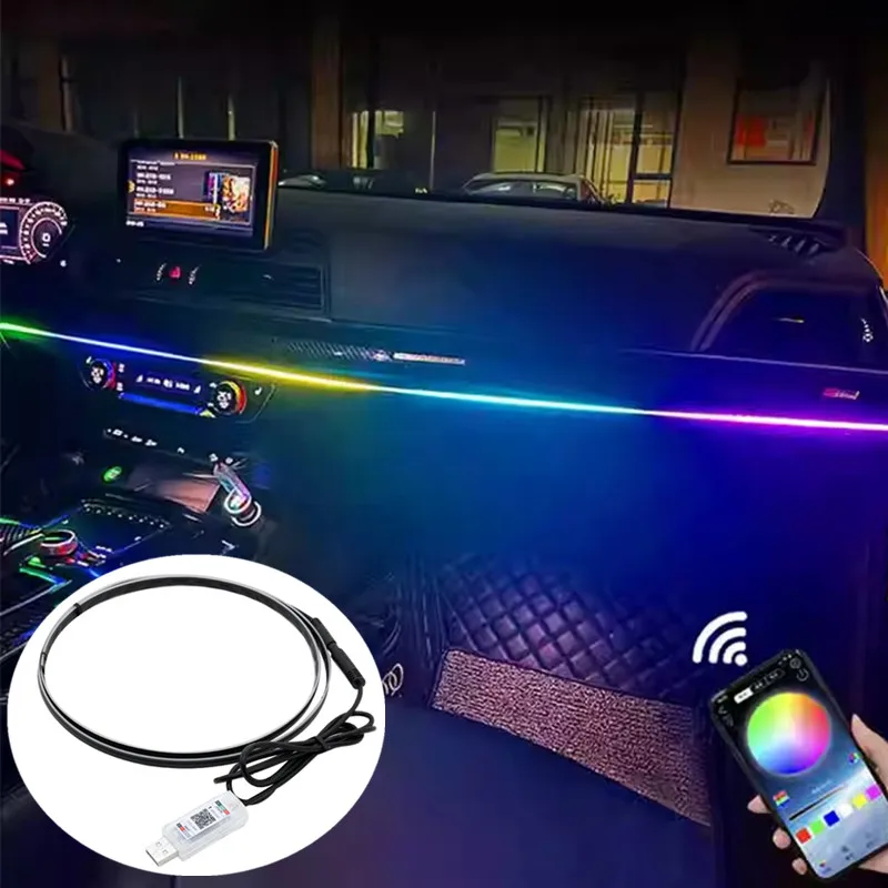 USB Car LED Ambient Light Acrylic Strips Lights RGB 1