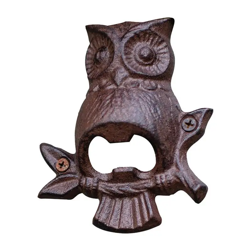 

Beer Opener Wall Mount Owl Cast Iron Wall Mounted Bottle Opener Sturdy Decor Decorative Antique Accessory For Home Garage Shop