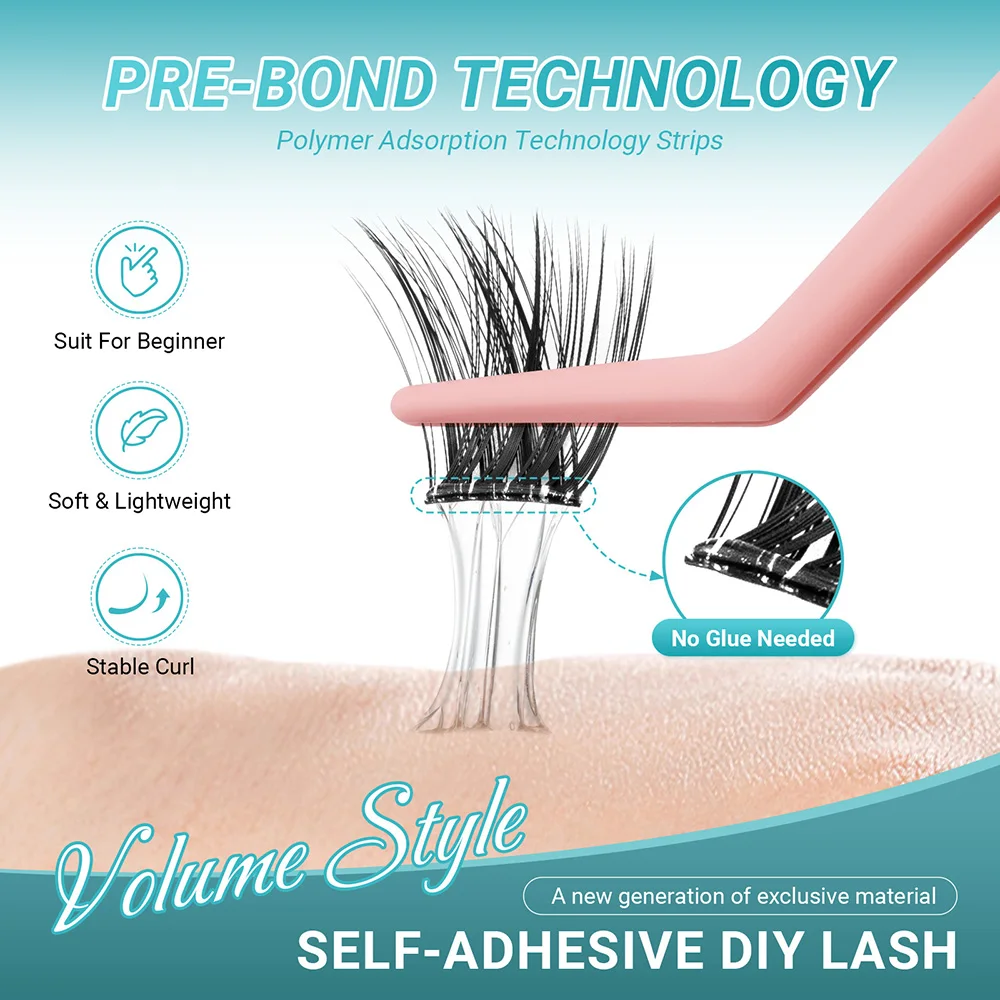 Self Adhesive Eyelashes Cluster Lashes 0.07C Curl 10-16mm DIY Lash At Home Extension NO Glue Needed Volume Style for NAGARAKU SA002 eyelash extensions,fake eyelashes,eyelash extension,eyelash extension lashes,false eyelashes