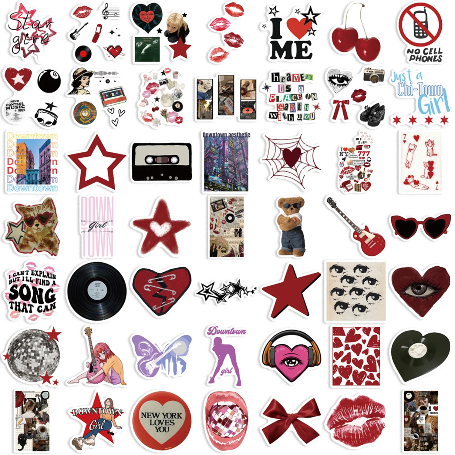 50pcs Downtown Girls Aesthetic Y2K Graffiti Stickers DIY Phone Guitar Laptop Notebook Suitcase Cup Waterproof Sticker Kids Toys 4
