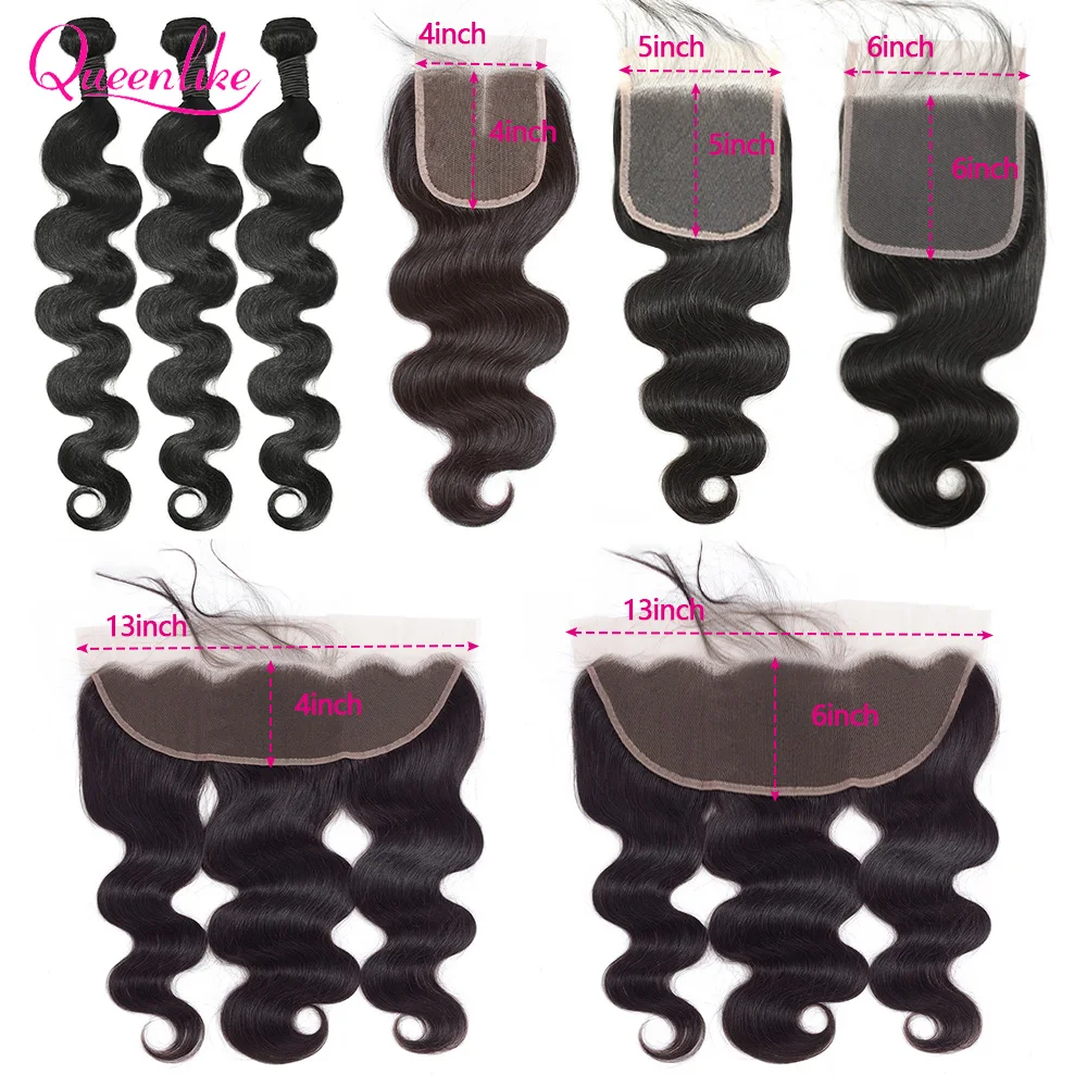 Queenlike Human Hair Bundles with Closure
