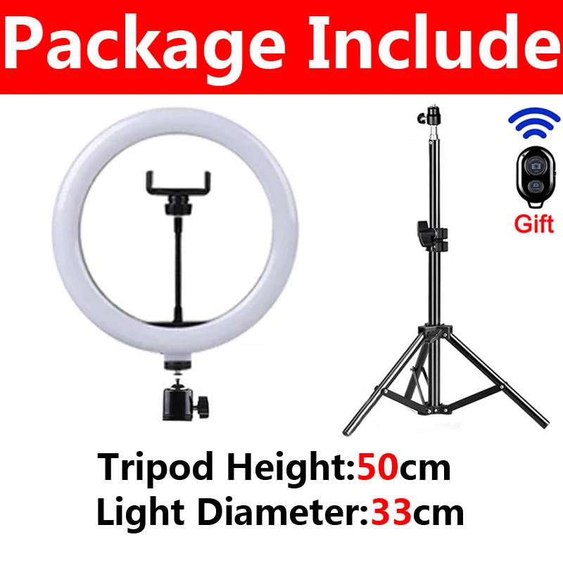 Dimmable LED Selfie Ring Light with Tripod and Bluetooth Remote for Enhanced Photography and Video Recording