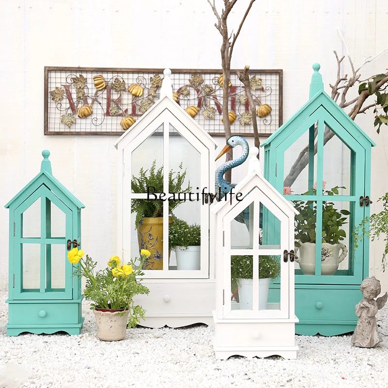 

Solid Wood Glass Greenhouse Cute Decoration Cubbyhouse Decoration