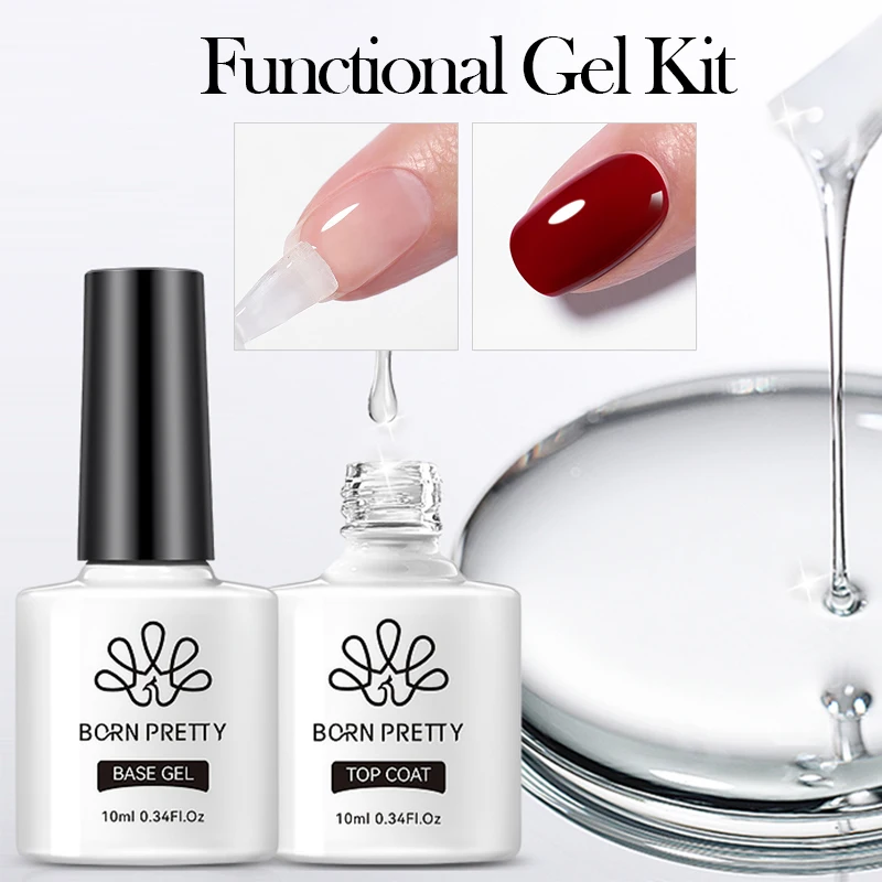 BORN PRETTY 6pcs Base Top Gel Coat Set Matte Top Coat Reinforcement Semi Permanent Varnishes Nail Art Hybrid Soak Off UV LED Gel 2
