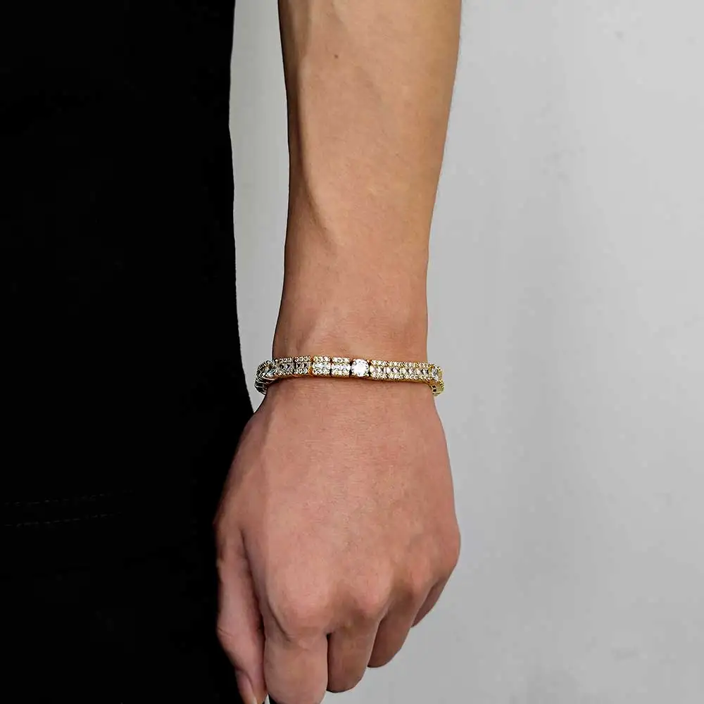 Hip Hop Jewelry 6mm Square Circle Mixed Zircon Tennis Chain Necklace Fashion Personalized Women Accessories