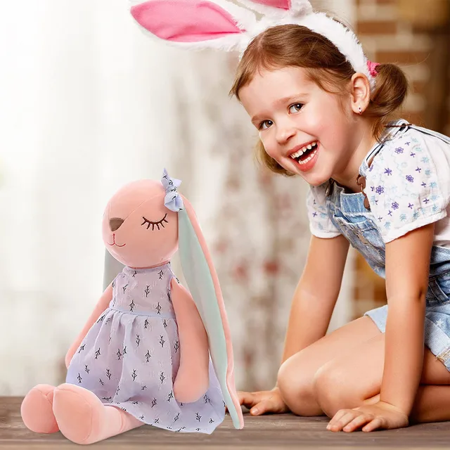 Kawaii Long Ears Bunny Plush Stuffed Toys For Baby Girl Appease Doll Baby Sleeping Toy Soft Plush Toys Stuffed Animals Baby Toys 2