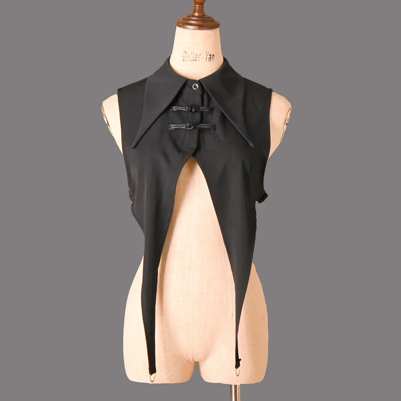 

Винтажный Готический женский Съемный Черный накладной воротник заостренный треугольный воротник рубашка с лацканами накладная блузка