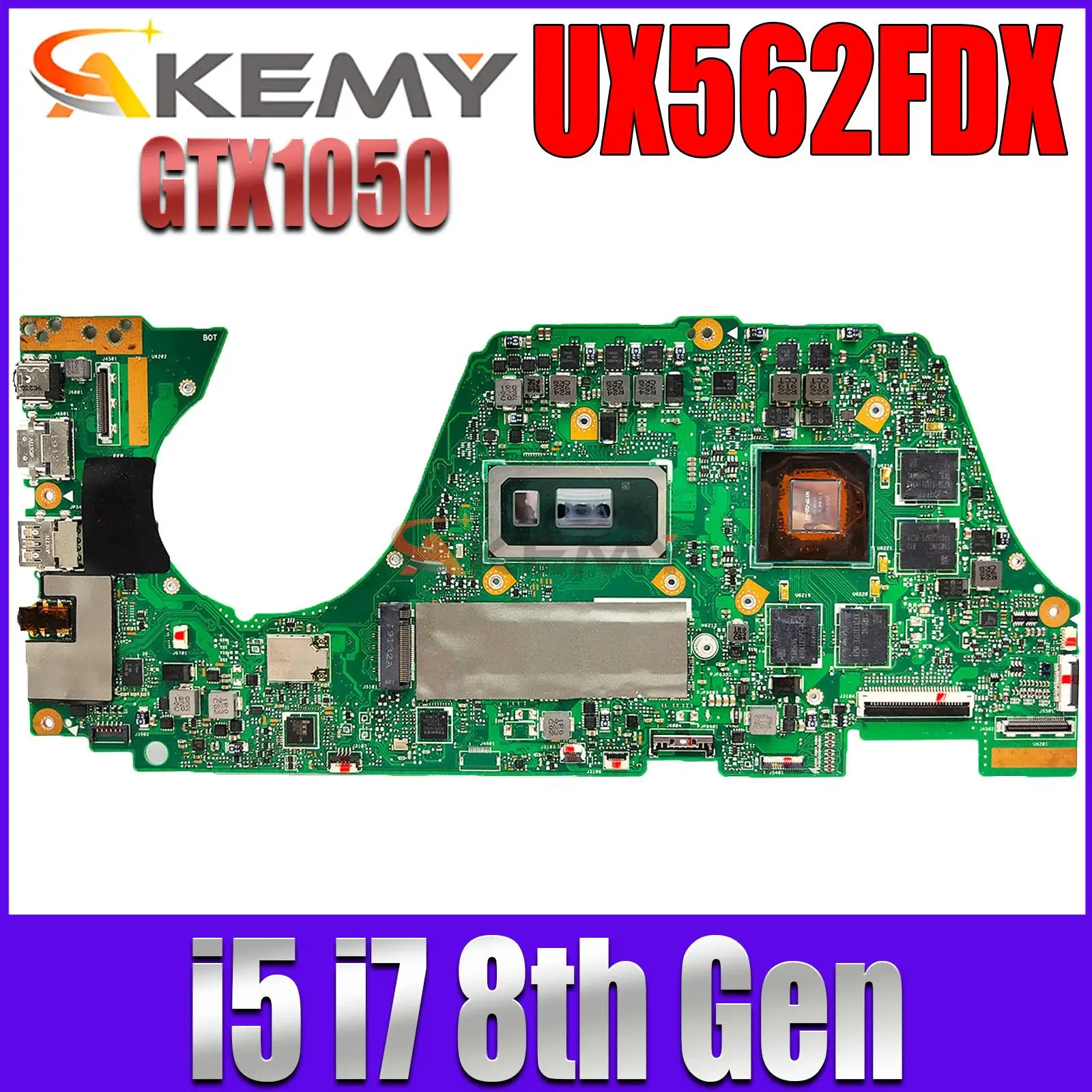 

UX562FDX MAINboard For ASUS Zenbook UX562 UX562F UX562FD Q536FDX Laptop Motherboard I5-8265 I7-8565 12GB 16GB/RAM GTX1050