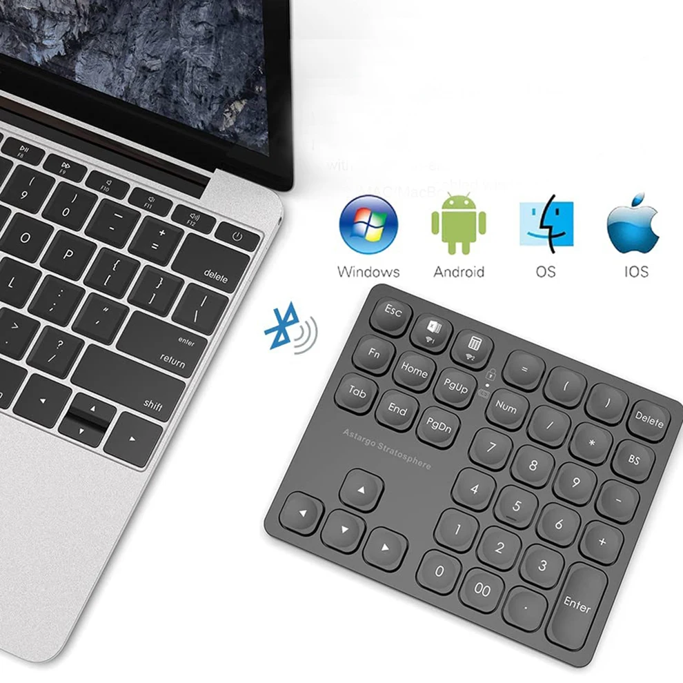 Teclado Numérico sem Fios Recarregável 36 Teclas Bluetooth Duplo Teclado Numérico Entrada de Dados Externo