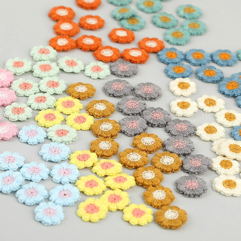 Clothes Applique 50pcs/lot Small Flower Patches Hand Stitch On Applique For Clothes Embroidered For Clothing DIY Motif Stripes Clothes 20mm