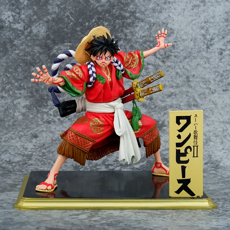 

TAKARA TOMY One piece King Kabuki straw hat Luffy kimono and Suolong hand made model