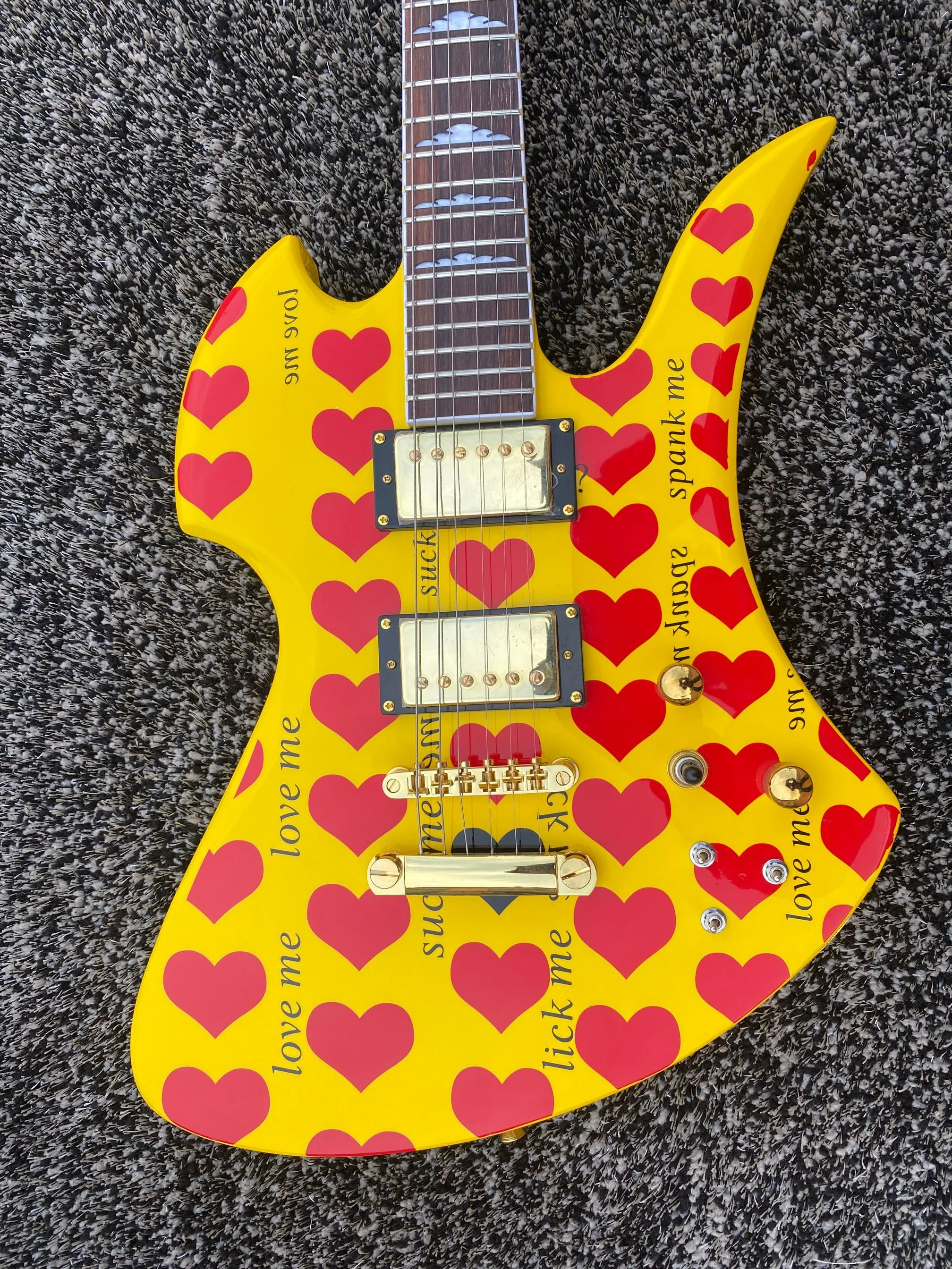Custom Shop Rich Burny Mg 165s Hy Hide Model Yellow Heart Electric Guitar The Cute Heart Symbol Free Shipping Aliexpress