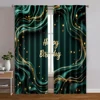 2pcs, Curtain Fabric 2D print Emerald Green & Golden Happy Birthday Machine Washable Fabric (without rod) Room Decor for Bedroom 1