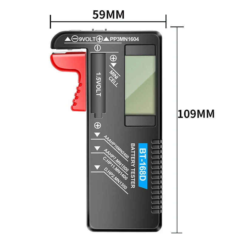 5PCS Battery Tester For AA AAA D C 9V Button Battery All in 1 Battery Checker - 4