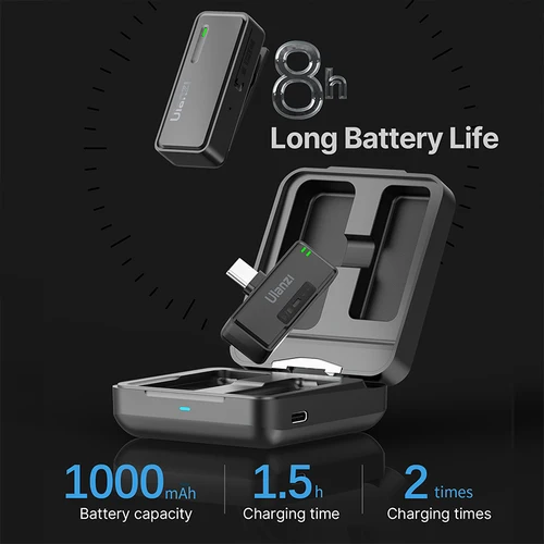Ulanzi 2.4G 무선 라발리에 마이크 시스템, 음성 녹음 펜, 머프 오디오 소음 감소, 아이폰 안드로이드 스마트폰용 4
