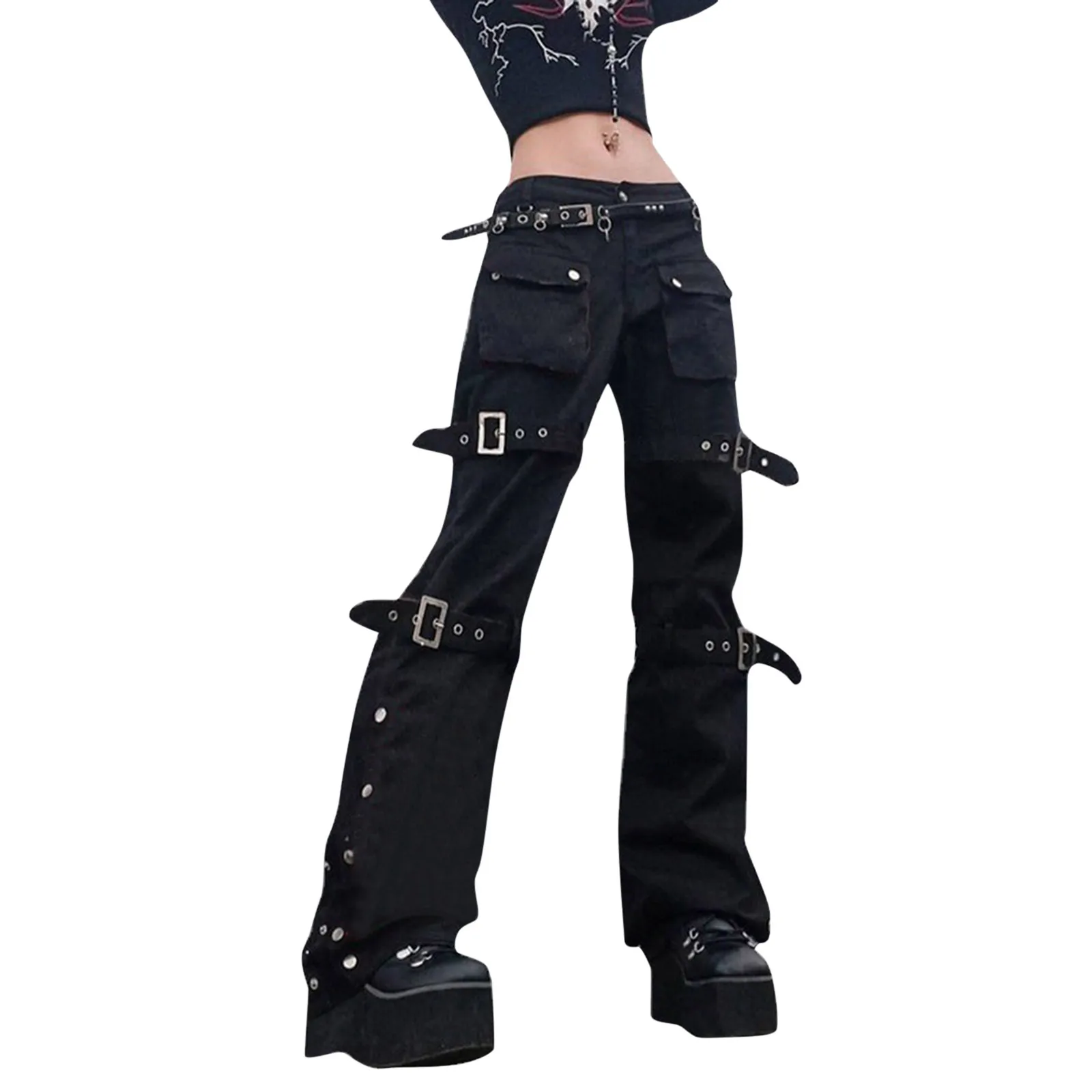 Streetwear Y2k Flared Jeans Moda damska Szerokie proste