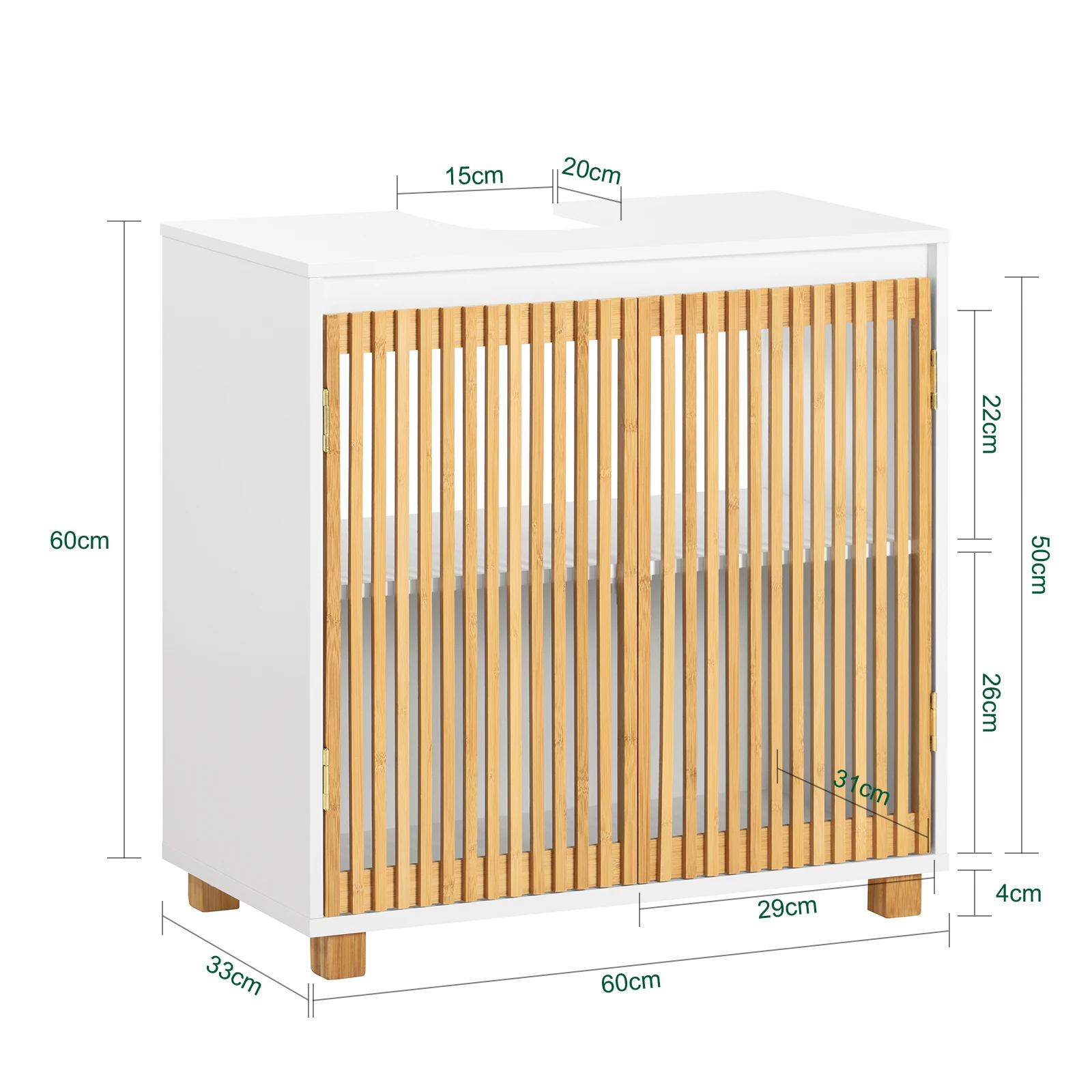 SoBuy BZR125-W Waschbeckenunterschrank Badschrank Waschtischunterschrank Waschtisch Unterschrank Badmöbel BHT ca. 60x60x33cm – Detail 1