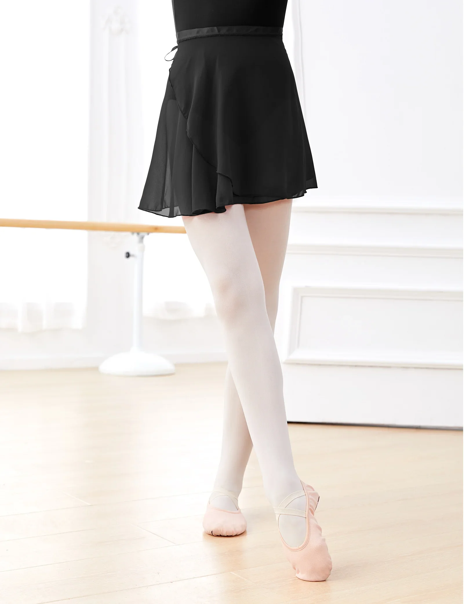 Frauen Ballett Rock Chiffon Mädchen Tanz Wrap Rock Halbdurchsichtige Praxis Lektionen Bühne Skating Ballerina Rock Verstellbare Krawatte – Detail 1