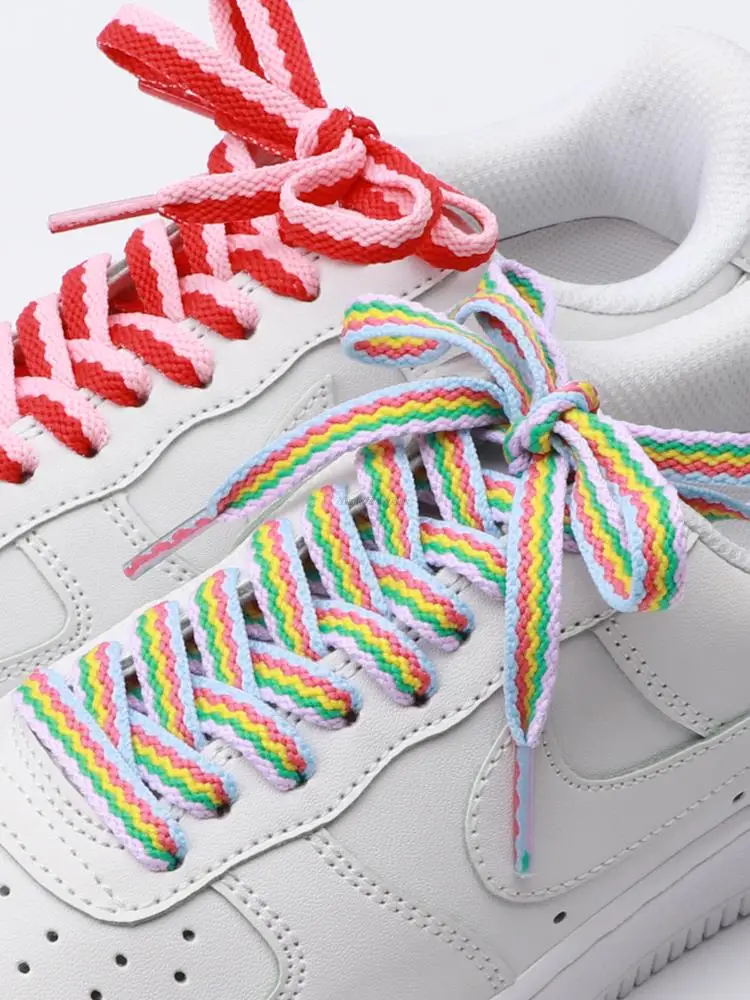 

Fashion Colorblock Shoe laces Flat Sneakers Shoelaces Rainbow Laces for Shoes Quality Fabric Shoelace AJ/AF1 Shoestrings